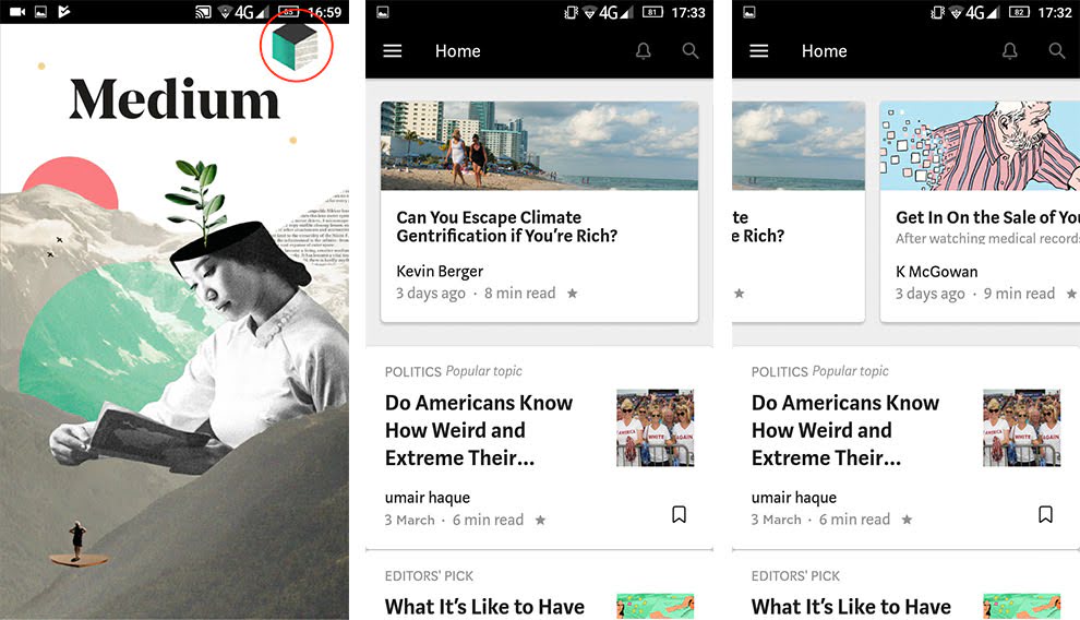 Medium UI design