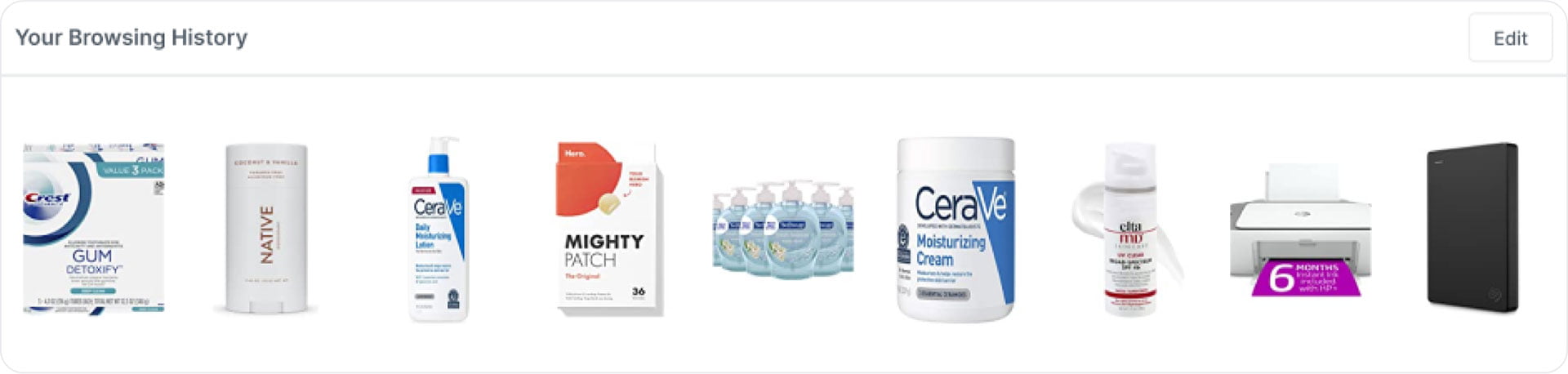 EM Dental main product page browsing history