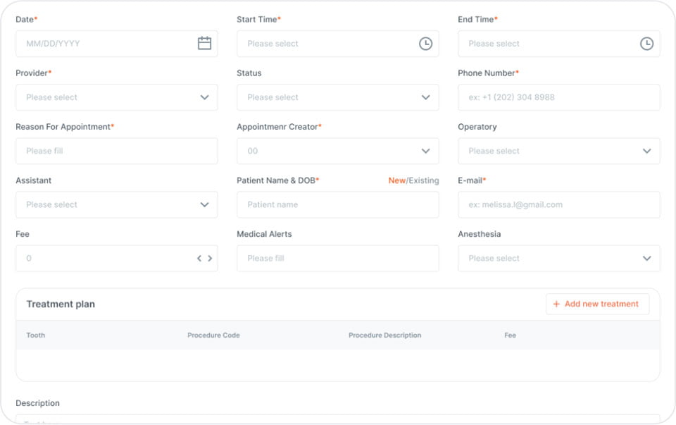 EM Dental patient appointment scheduler add appointment